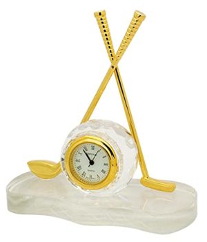 Ladies Miniature Clock Golf Club & Ball Crystal & Gold Plated