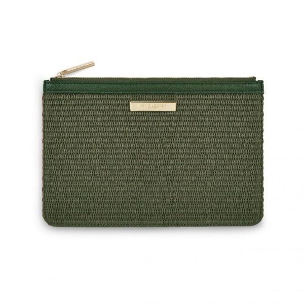 Katie Loxton Straw Pouch Khaki Clutch bag in Khaki