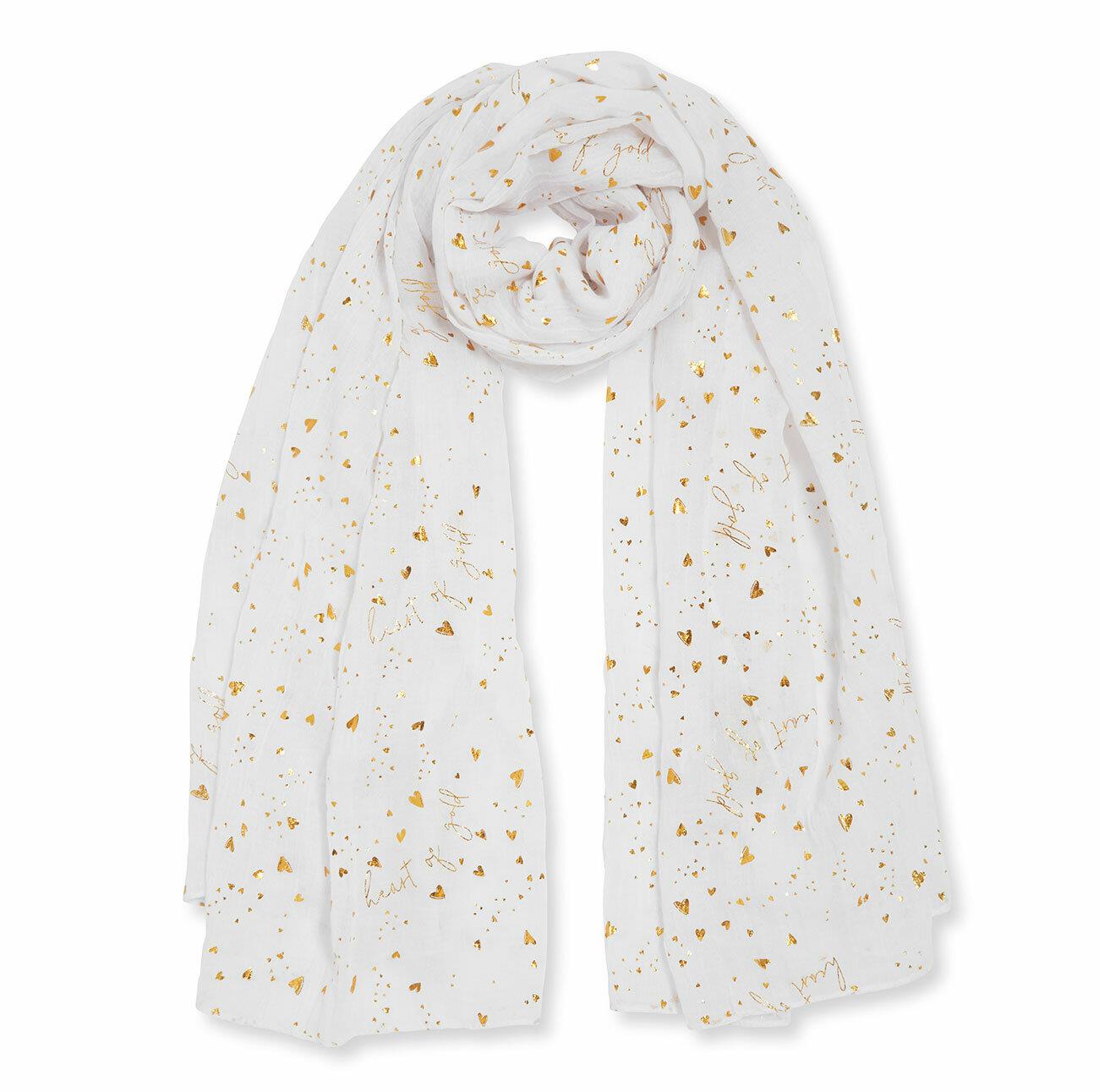 Katie Loxton Metallic Sentiment scarf-Heart of Gold – Occasions 2 Celebrate