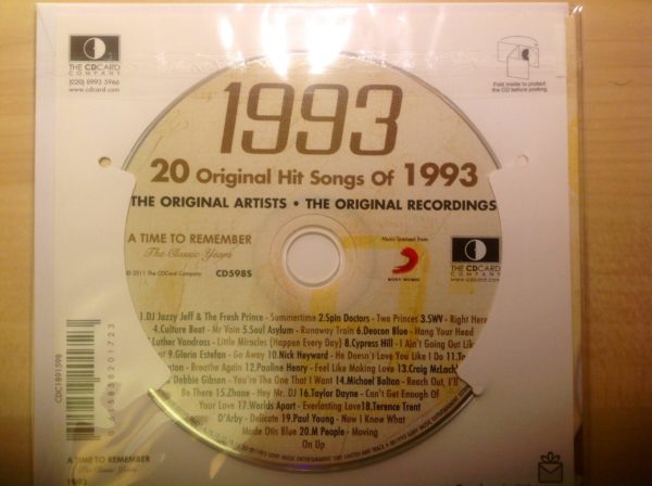 1993 The Classic Years 20 Track CD & Birthday Card all in one. 30th Birthday gift
