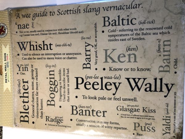 Metal wall sign - Guide to Scottish slang (Small)