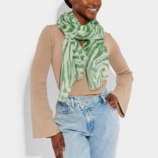 Katie Loxton Zebra Scarf in Green - Image 3
