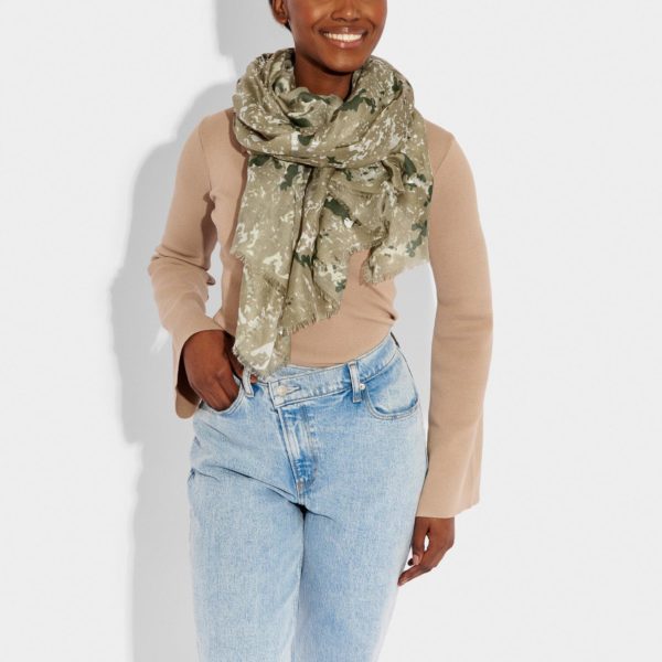 Katie Loxton Abstract Animal Scarf in green & silver - Image 3