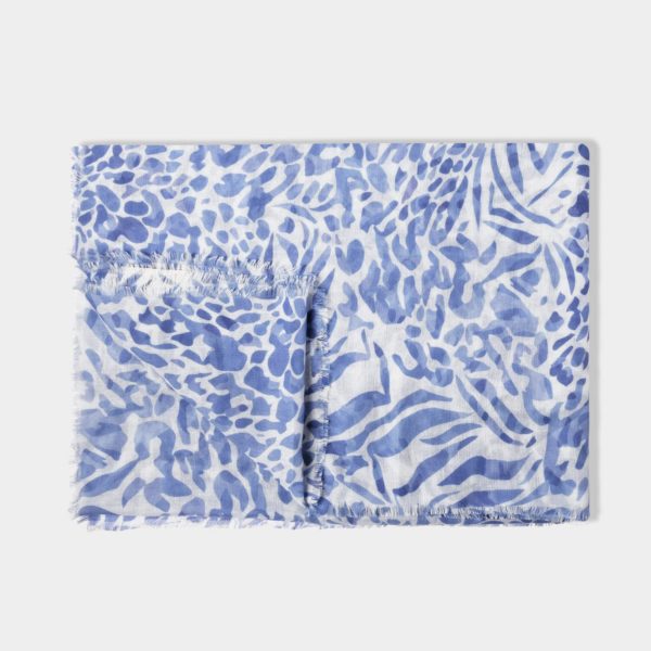 Katie Loxton Animal Print Scarf in blue and white