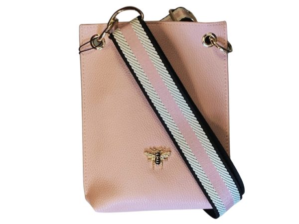 Alice Wheeler Bee Phone Crossbody Bag - Vegan Leather Primrose Collection (Pink)