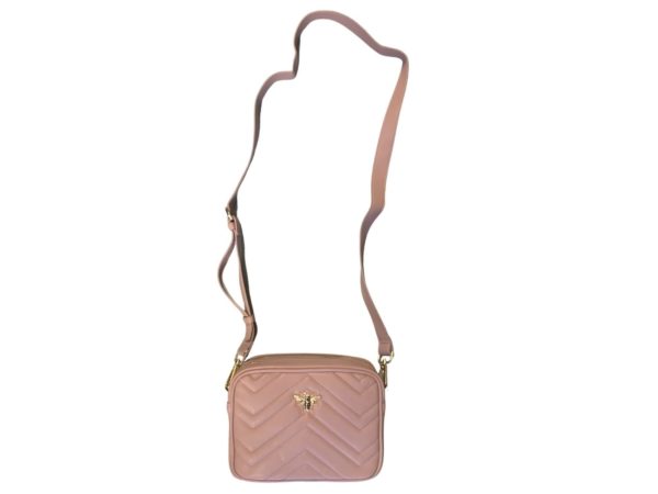Alice Wheeler Camera Bee Crossbody Soho Quilted Bag Double Zipped (Pink)