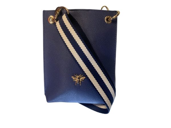 Alice Wheeler Bee Phone Crossbody Bag - Vegan Leather Primrose Collection (Navy)