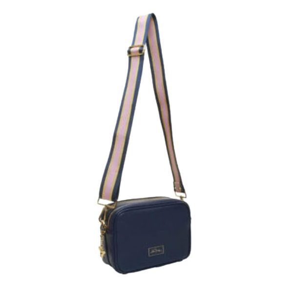 Alice Wheeler Camera Crossbody Soho Bag Double Zipped with 2 straps in Navy Blue
