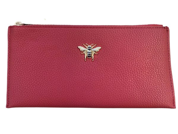 Alice Wheeler Vegan Leather Large Slim Bumble Bee Coin and Card Purse (Red)