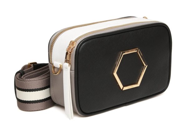 Alice Wheeler Black Tri Colour Pimlico Honeycomb Cross Body Bag - Image 2