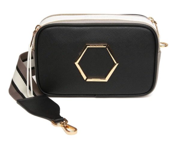 Alice Wheeler Black Tri Colour Pimlico Honeycomb Cross Body Bag