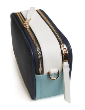 Alice Wheeler Navy Tri Colour Pimlico Honeycomb Cross Body Bag
