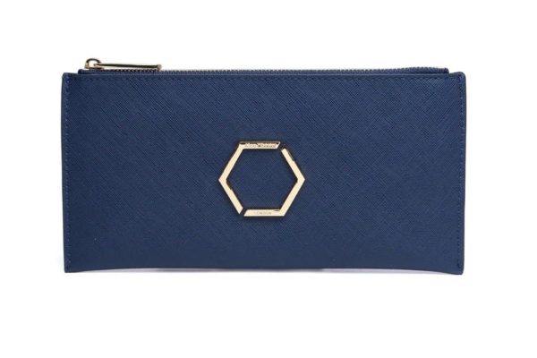 Alice Wheeler Brunel Honeycomb Purse in Navy