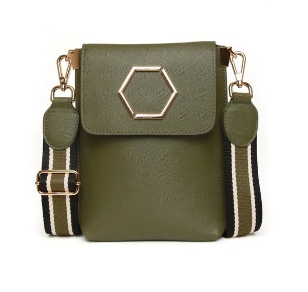 Alice Wheeler Brompton Honeycomb Crossbody bag in Olive