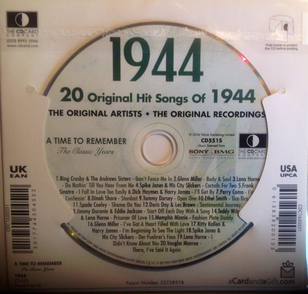 20 Chart Hits From 1944 - CD & Birthday card