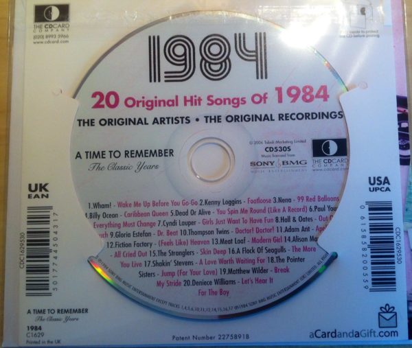 1984 Birthday Gifts - CD & Greeting Card (40th birthday)