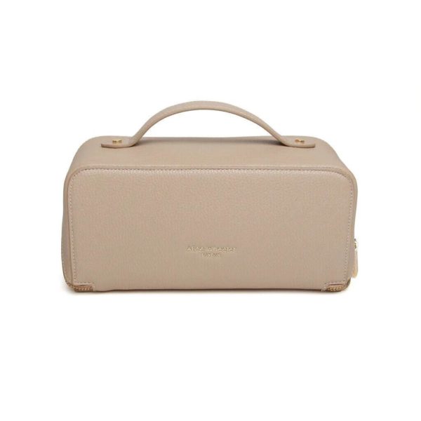 Alice Wheeler London Medium Train Case Vanity/Make-up bag in stone