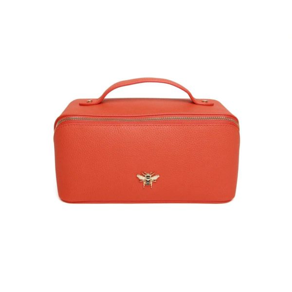 Alice Wheeler London Mini Train Case Vanity Toiletry Bag Make-Up in Orange