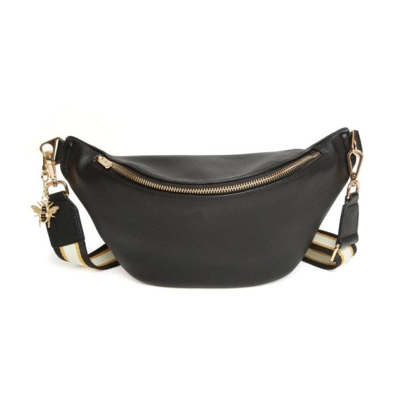 Alice Wheeler Bee Over Shoulder Banana Bag Crossover flight travel (Black)