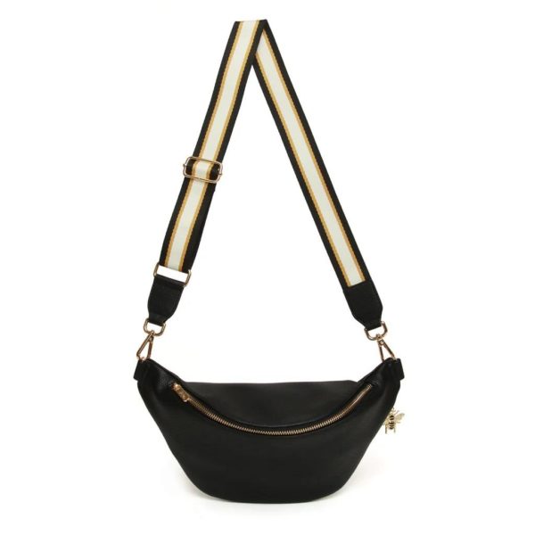 Alice Wheeler Bee Over Shoulder Banana Bag Crossover flight travel (Black) - Image 2