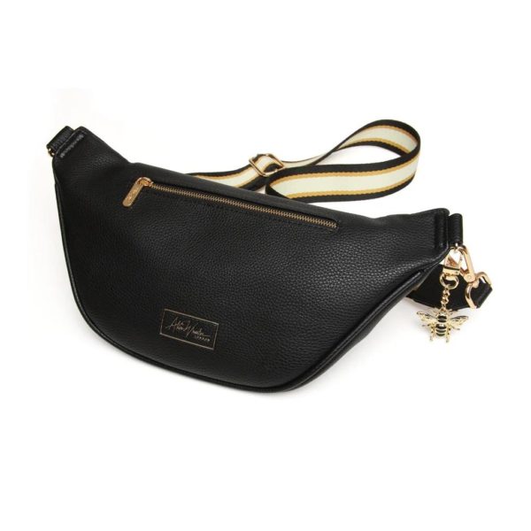 Alice Wheeler Bee Over Shoulder Banana Bag Crossover flight travel (Black) - Image 3