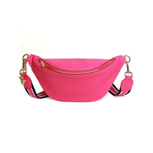 Alice Wheeler Bee Over Shoulder Banana Bag Crossover flight travel (Hot Pink)