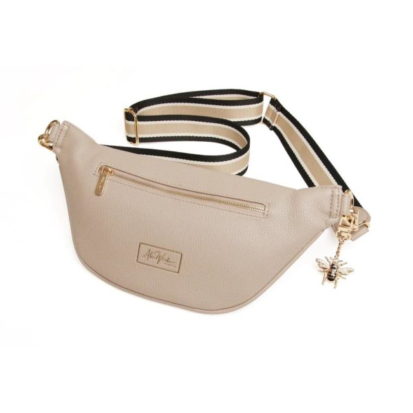 Alice Wheeler Bee Over Shoulder Banana Bag Crossover flight travel (Stone)